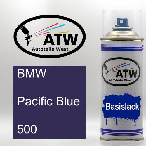 BMW, Pacific Blue, 500: 400ml Sprühdose, von ATW Autoteile West.